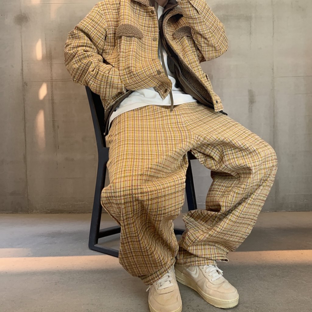 ヴィンテージチェックルーズカーブパンツ K0743