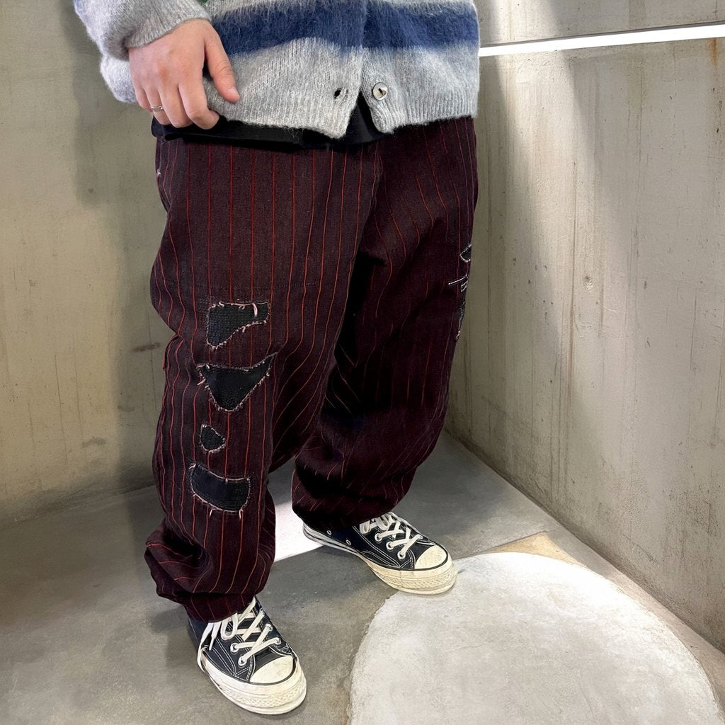 フロックストライプクラッシュパンツ K0616