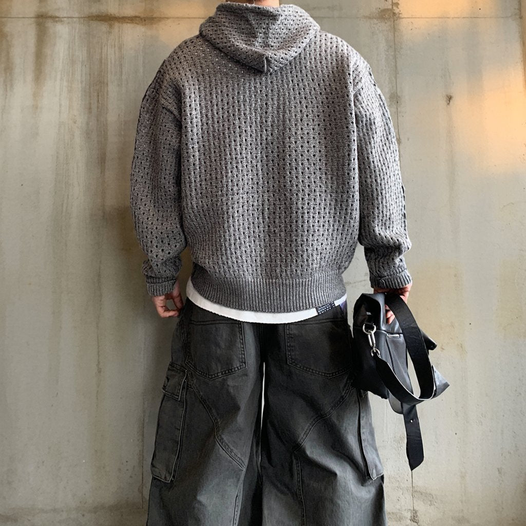 リラックスメッシュテクスチャニットパーカー K0682
