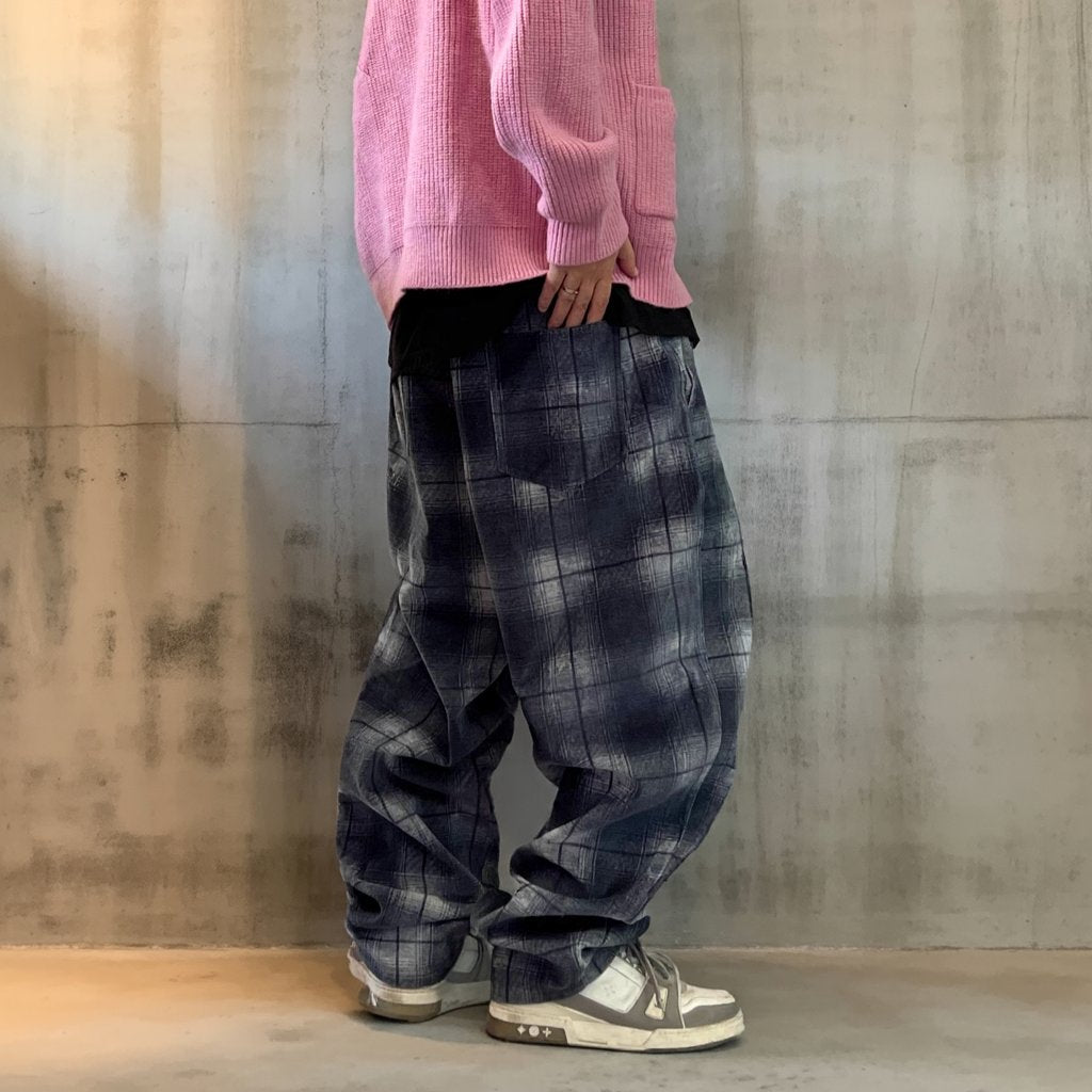 フェードチェックワイドパンツ K0754