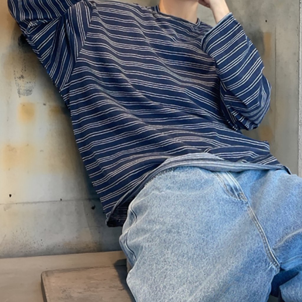 ボーダーワイドスリーブロングTシャツ K0619