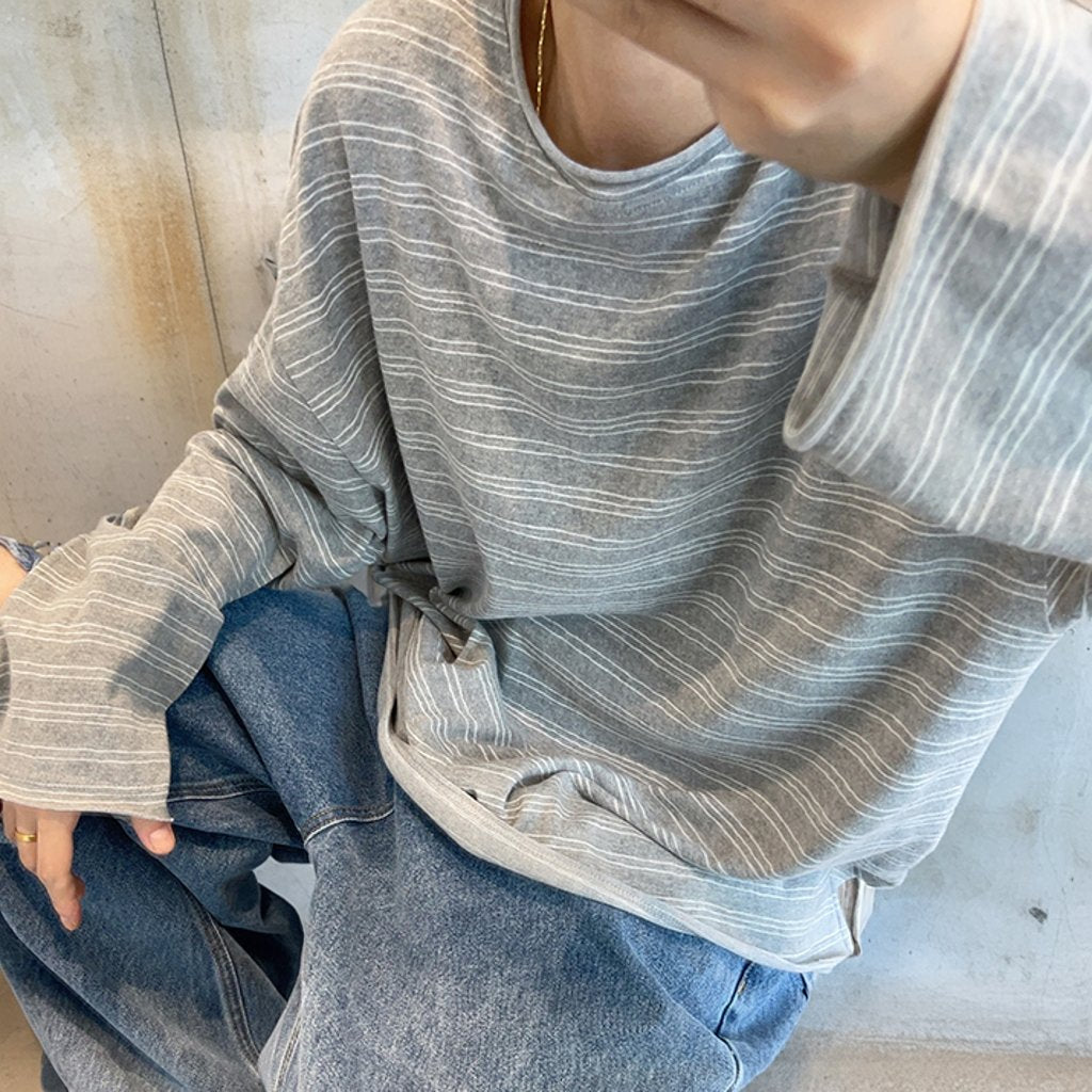 ボーダーワイドスリーブロングTシャツ K0619