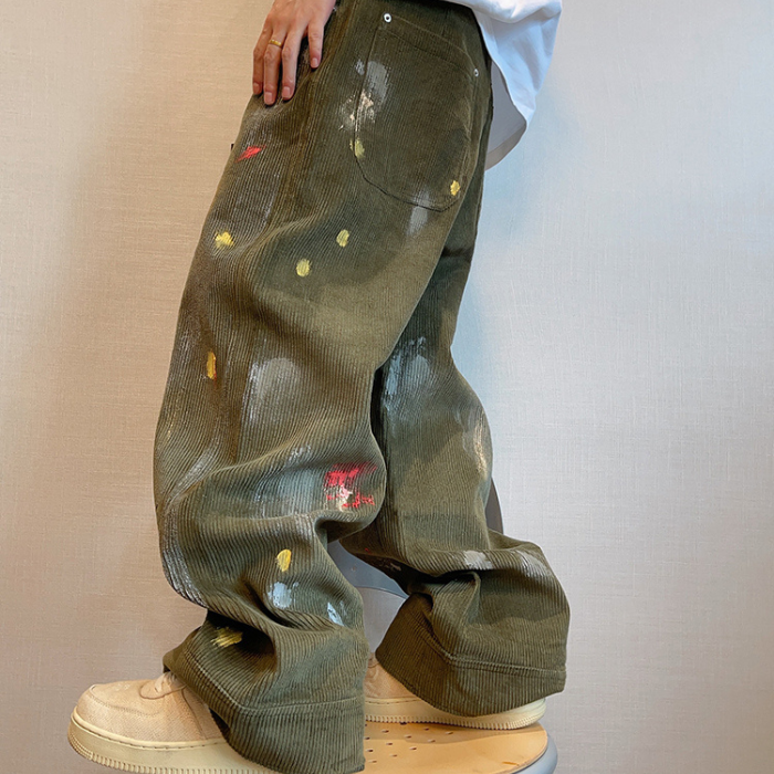 コーデュロイハンドペイントパンツ K0440