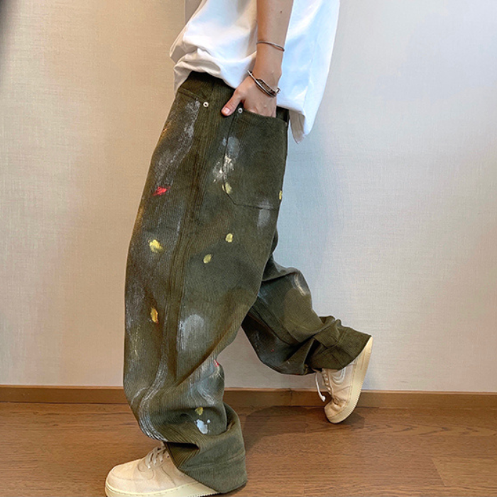 コーデュロイハンドペイントパンツ K0440