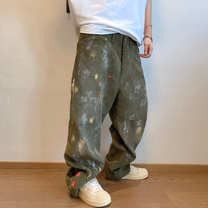 コーデュロイハンドペイントパンツ K0440