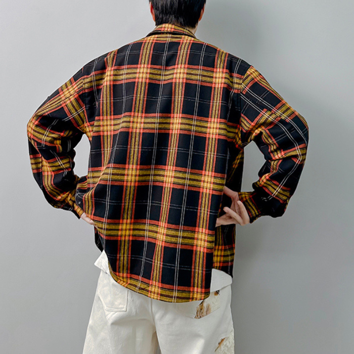 レターチェックロングシャツ K0477