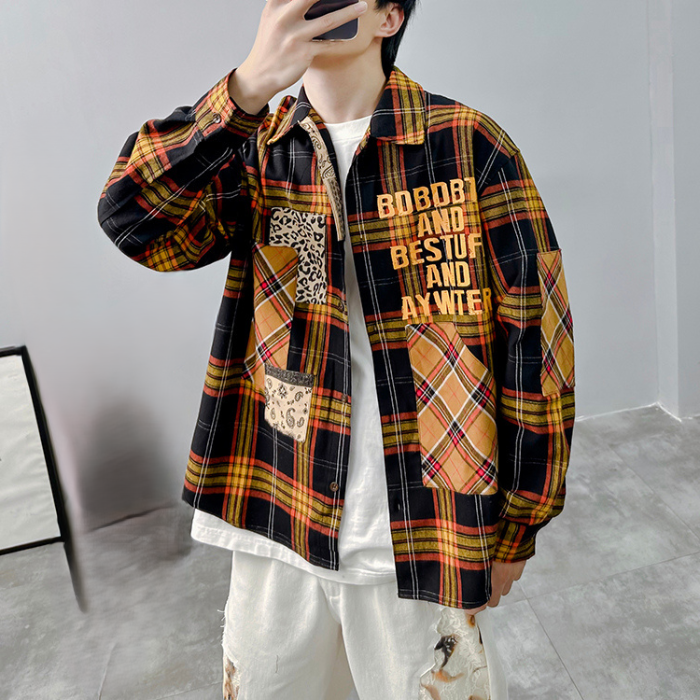 レターチェックロングシャツ K0477