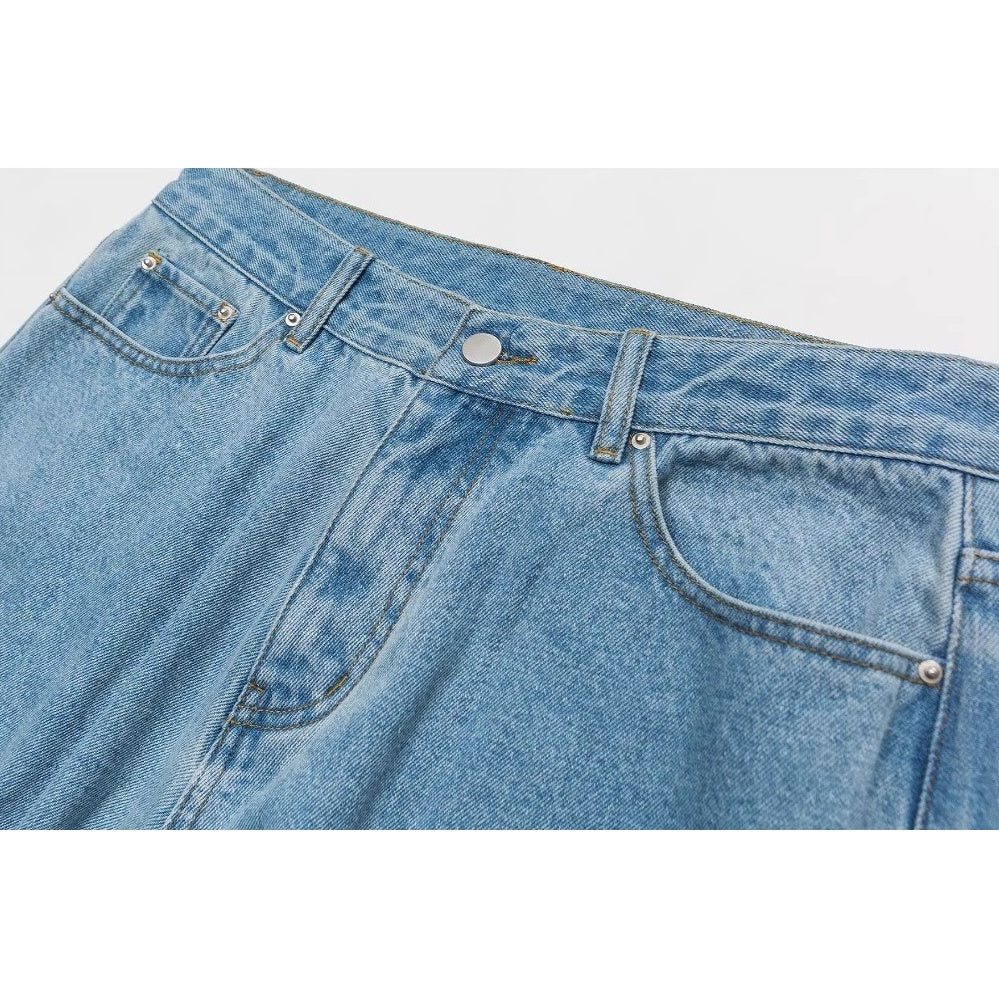 シワ加工ウォッシュルーズジーンズ K0601