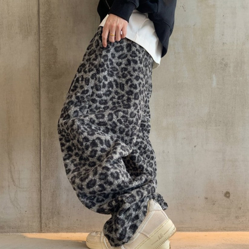 ルーズレオパードボアパンツ K0814