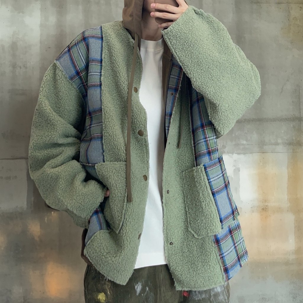 チェックボアパネルドノーカラージャケット K0713