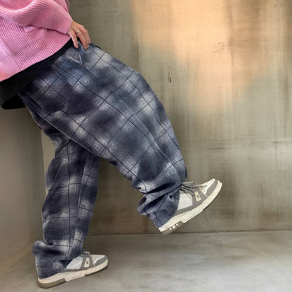 フェードチェックワイドパンツ K0754