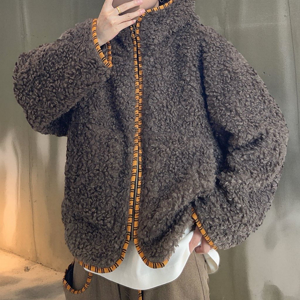 タイガーパイピングカーリーファーフーディブルゾン K0741