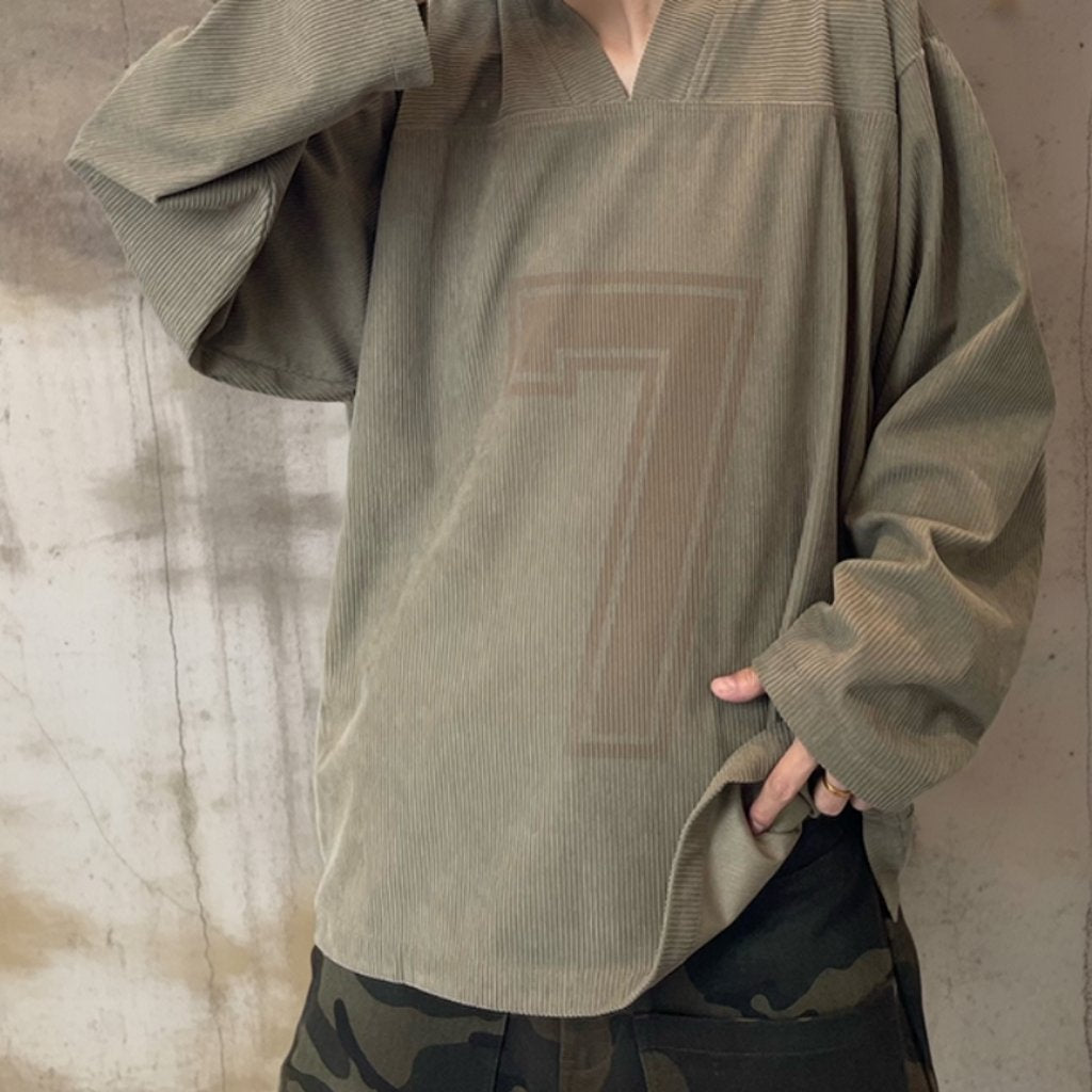 コーデュロイナンバリングロングTシャツ K0623