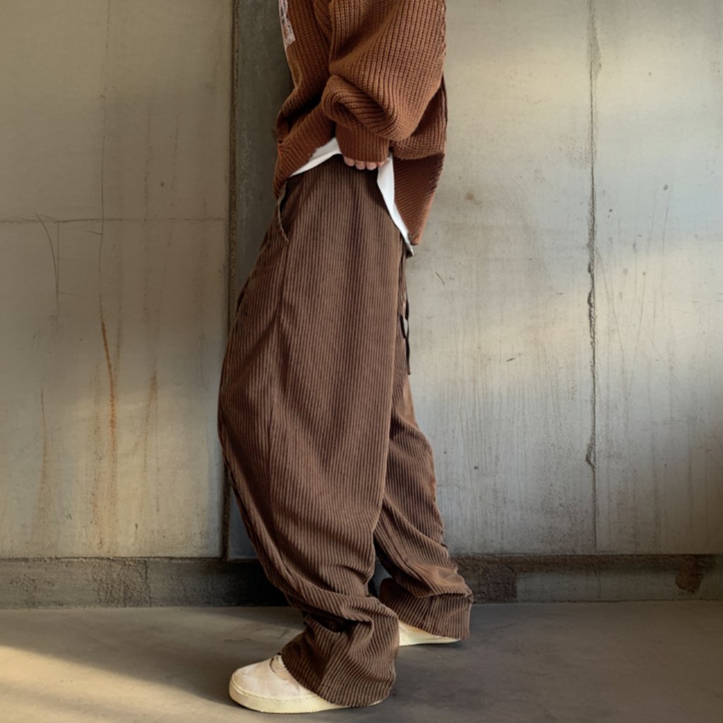 ドレープワイドコーデュロイパンツ K0722