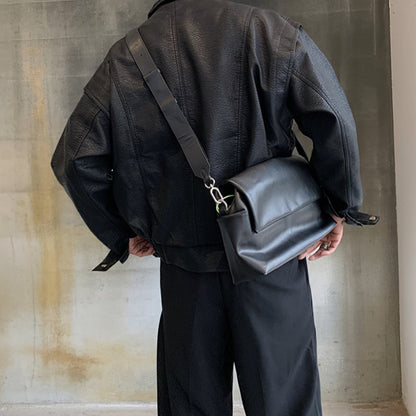 スタンドカラーワークレザージャケット K0776