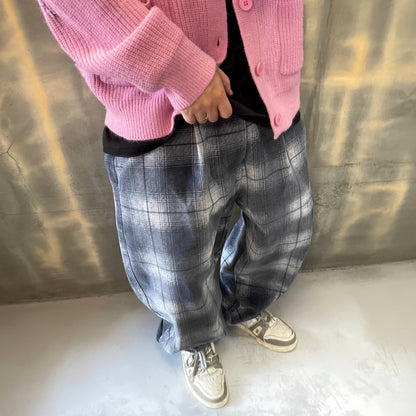 フェードチェックワイドパンツ K0754