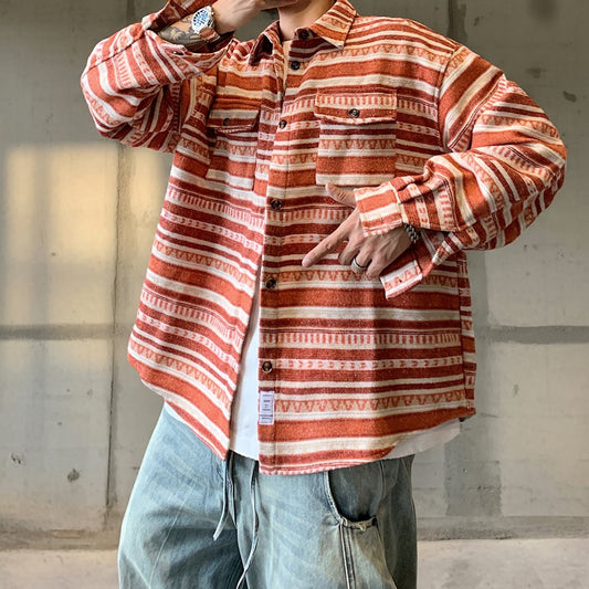 エスニックラインパターンオーバーシャツ K0675