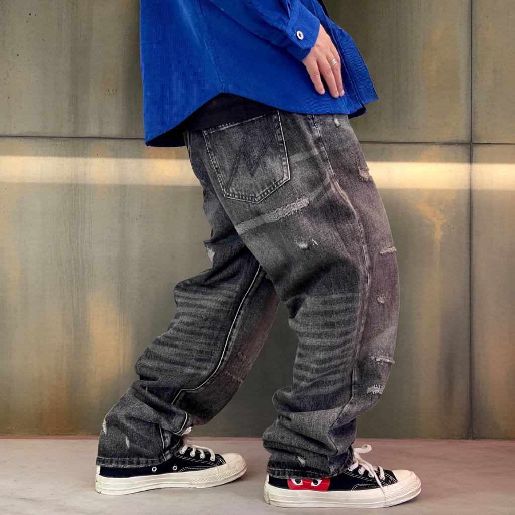 グランジリペアウォッシュワイドデニムパンツ K0706