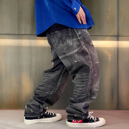 グランジリペアウォッシュワイドデニムパンツ K0706