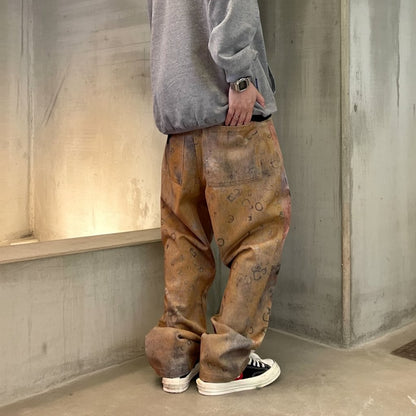 アートサークルグラフィックワイドパンツ K0635