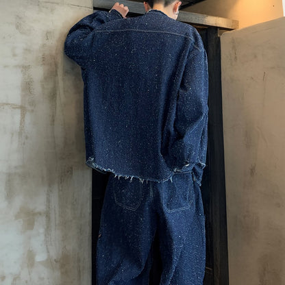 グランジテクスチャーフリンジデニムジャケット K0643