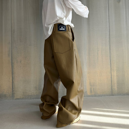 タックデザインPUレザーワイドパンツ K0698