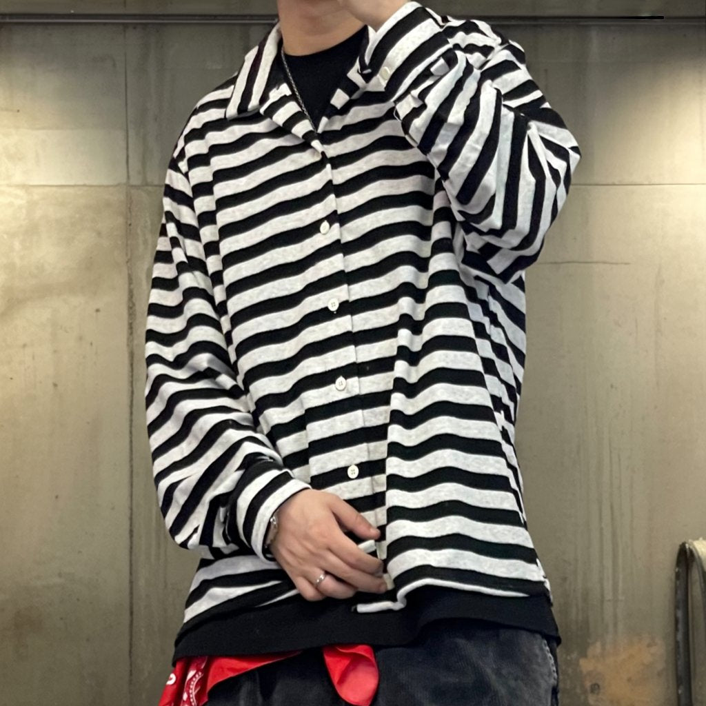 モノクロボーダールーズロングシャツ K0638