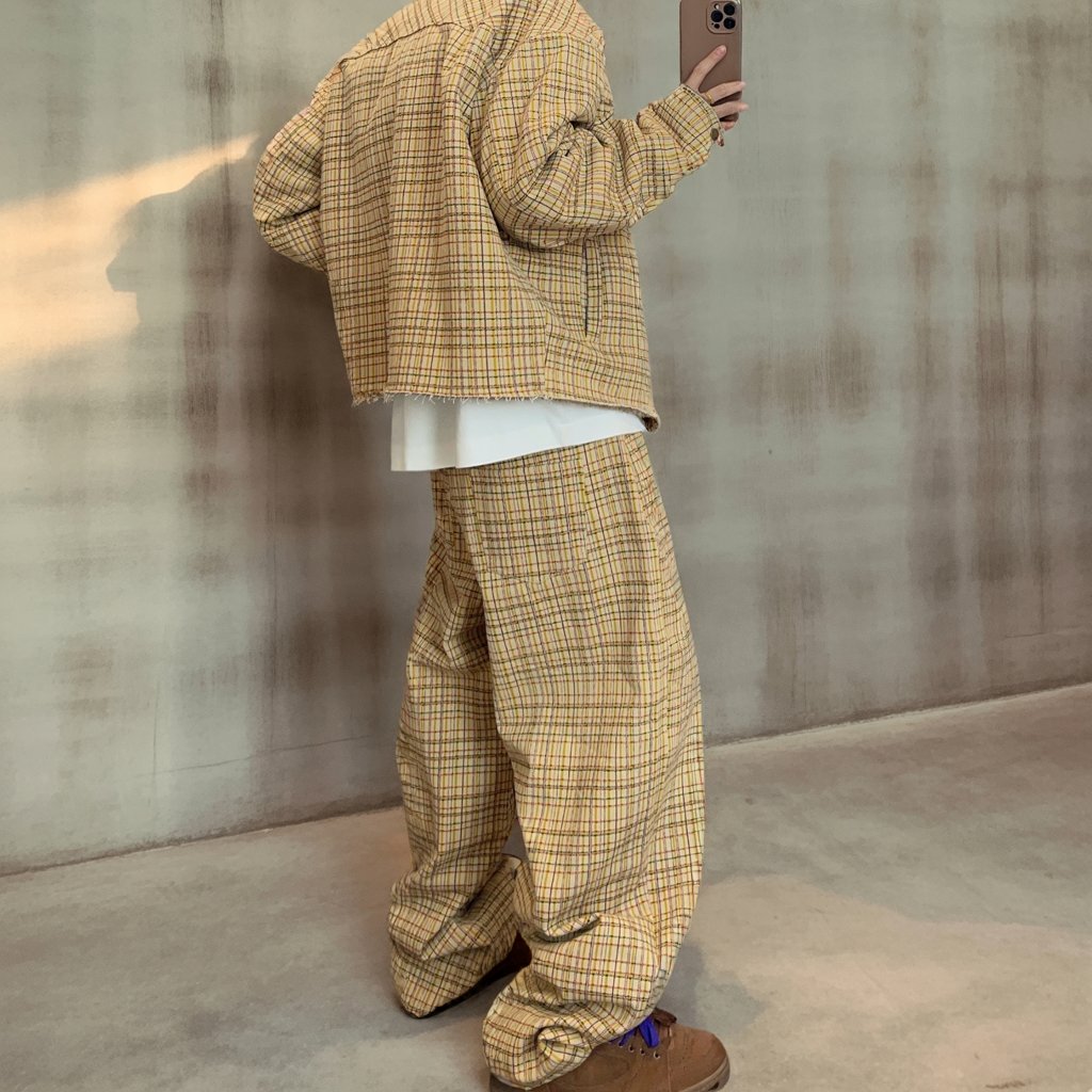 ヴィンテージチェックルーズカーブパンツ K0743