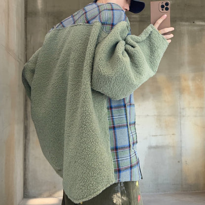 チェックボアパネルドノーカラージャケット K0713