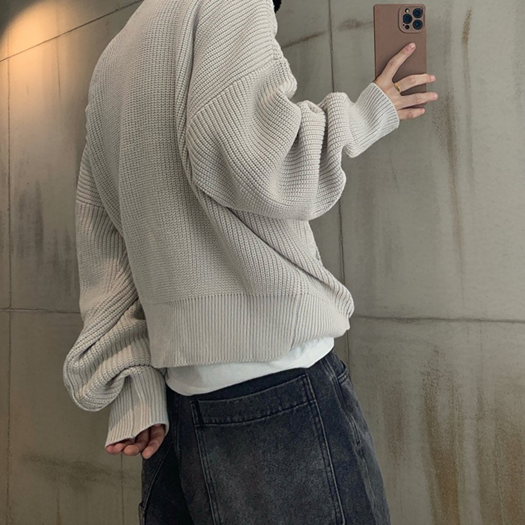 オーバーサイズワッフルニットジップパーカー K0703