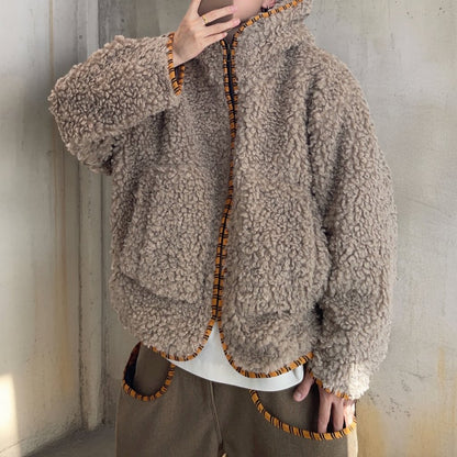 タイガーパイピングカーリーファーフーディブルゾン K0741