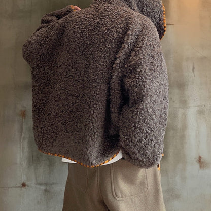 タイガーパイピングカーリーファーフーディブルゾン K0741