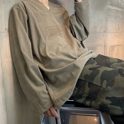 コーデュロイナンバリングロングTシャツ K0623