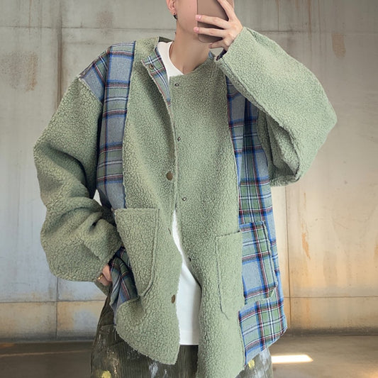 チェックボアパネルドノーカラージャケット K0713