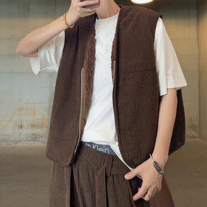 リバーシブルコーデュロイボアベスト K0724