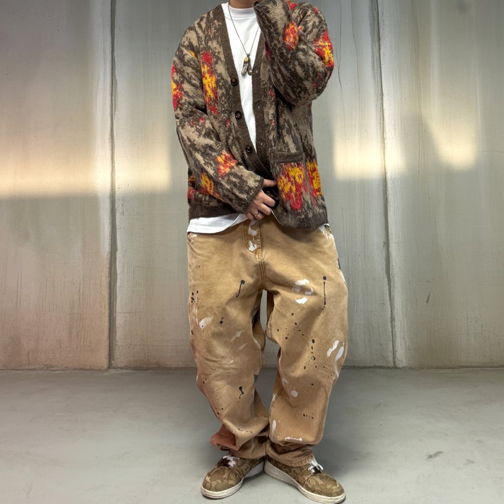 レトロインスパイアファジーカーディガン K0728