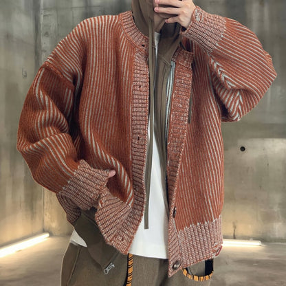 ヴィンテージストライプルーズニットカーディガン K0747