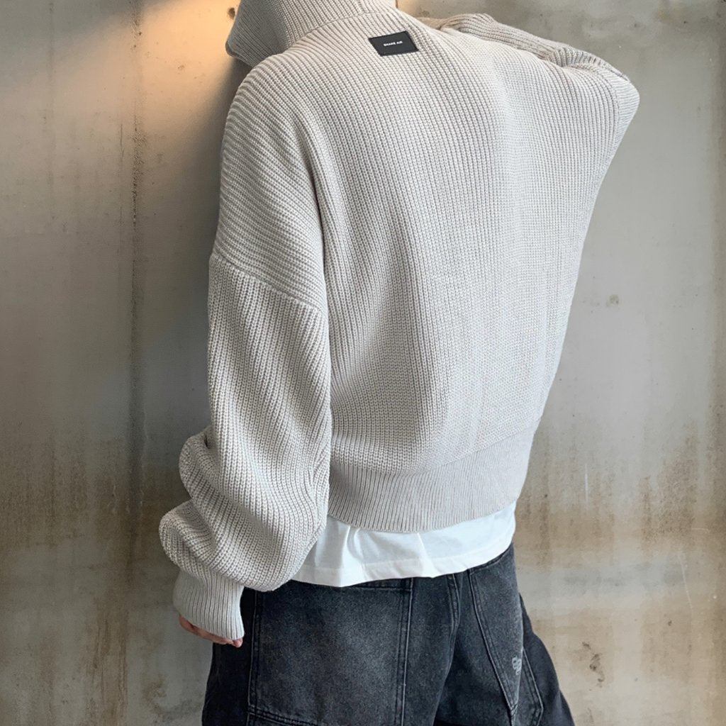 オーバーサイズワッフルニットジップパーカー K0703