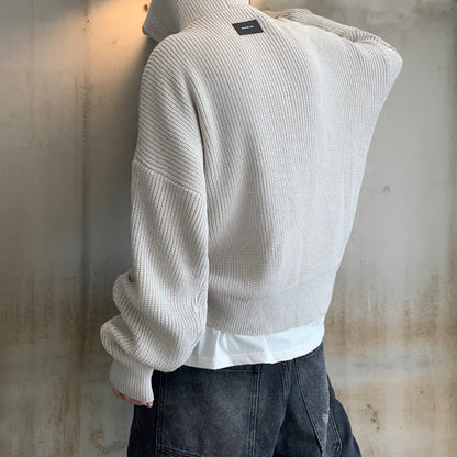 オーバーサイズワッフルニットジップパーカー K0703