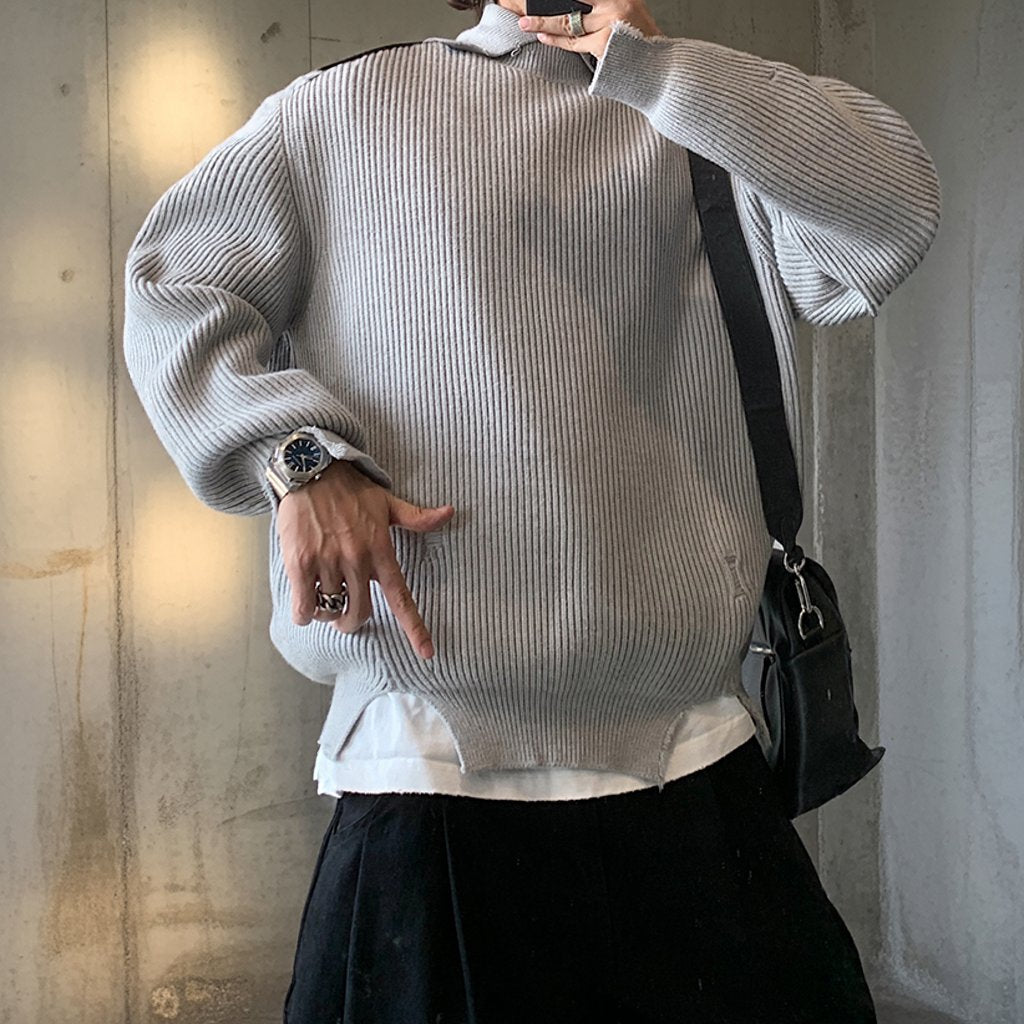 クラッシュカットリブニット K0681