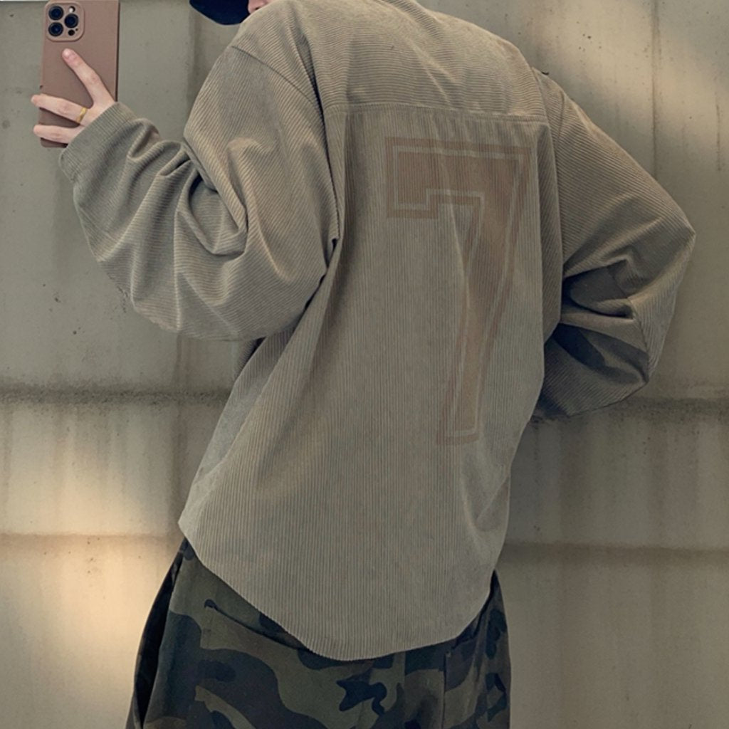 コーデュロイナンバリングロングTシャツ K0623