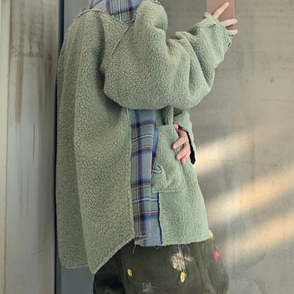 チェックボアパネルドノーカラージャケット K0713