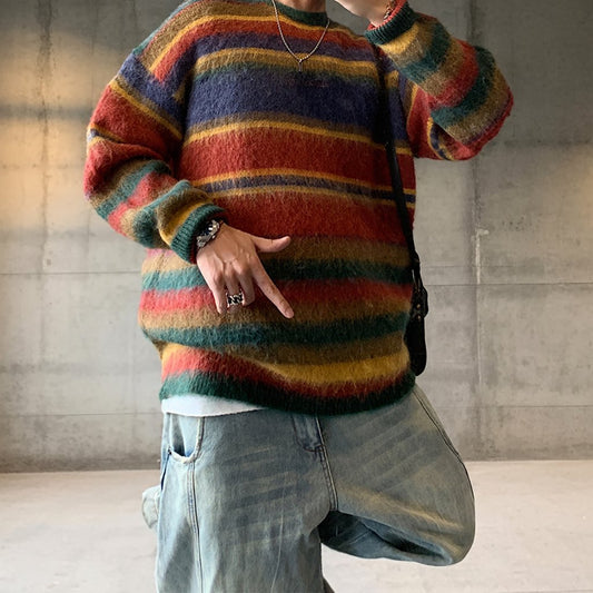 【OUTLET/即納】シャギーマルチボーダーニット K0680