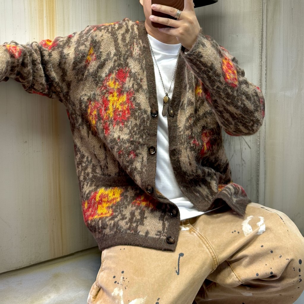 レトロインスパイアファジーカーディガン K0728