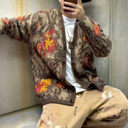 レトロインスパイアファジーカーディガン K0728