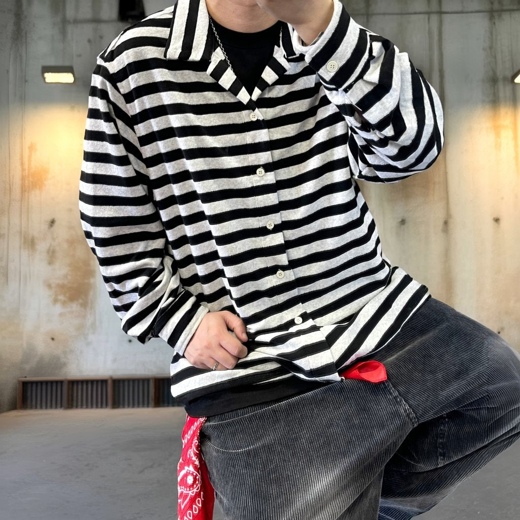 モノクロボーダールーズロングシャツ K0638