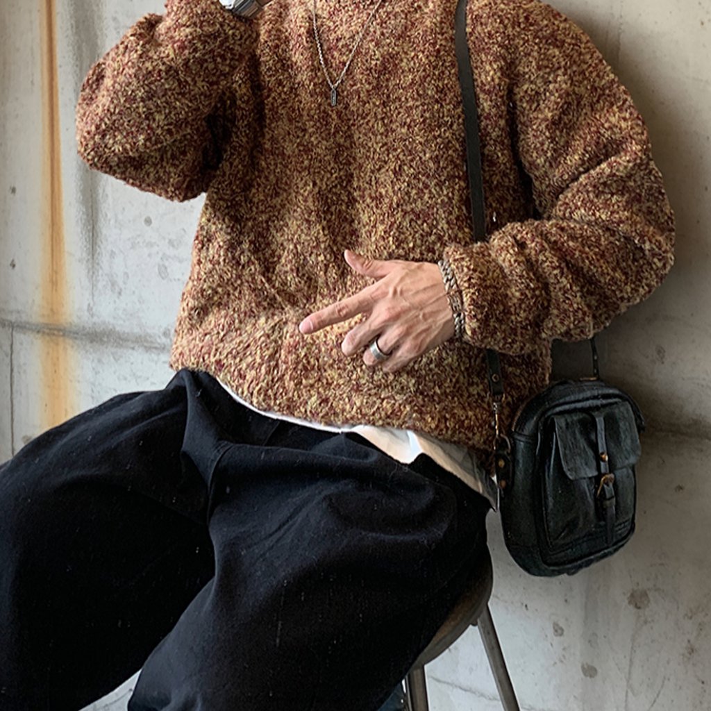 【OUTLET/即納】ボリュームブークレクルーネックニット K0730
