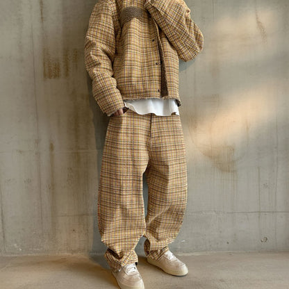 ヴィンテージチェックルーズカーブパンツ K0743