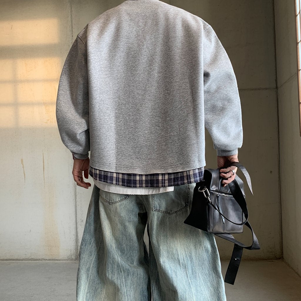 レイヤードチェックヘムスウェット K0695