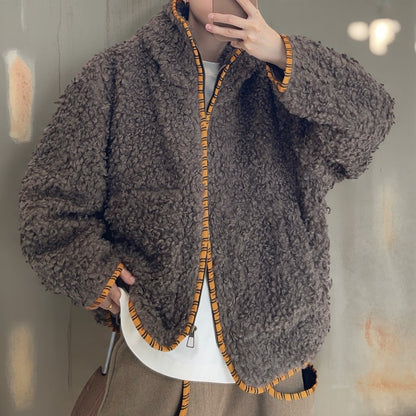 タイガーパイピングカーリーファーフーディブルゾン K0741